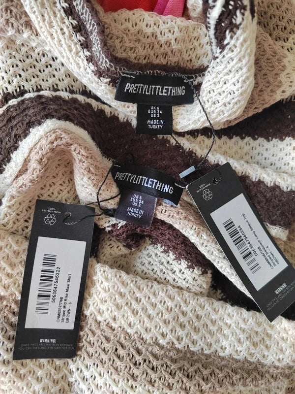 Pretty Little Thing Crochet Striped Coord - Size 6 NWT