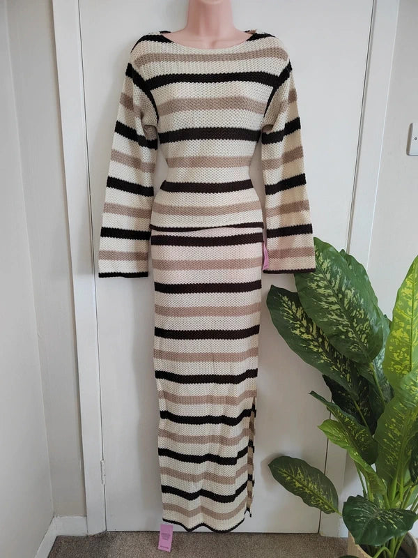 Pretty Little Thing Crochet Striped Coord - Size 6 NWT