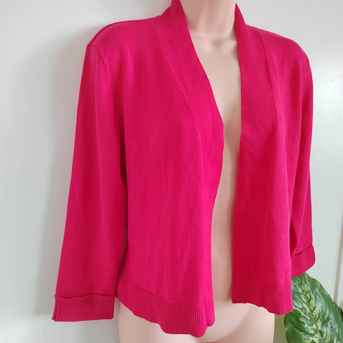 89th & Madison Fuchsia Pink Open Front 3/4 Sleeve Cardigan - Size Medium rrp £42