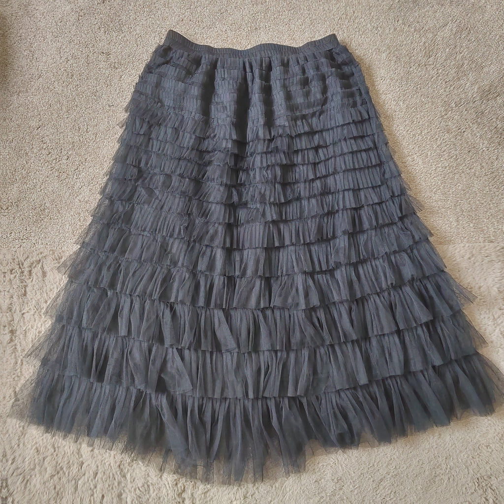Apricot Tulle Ruffle Tiered Midi Skirt – Black - Size 16 NWT RRP £35