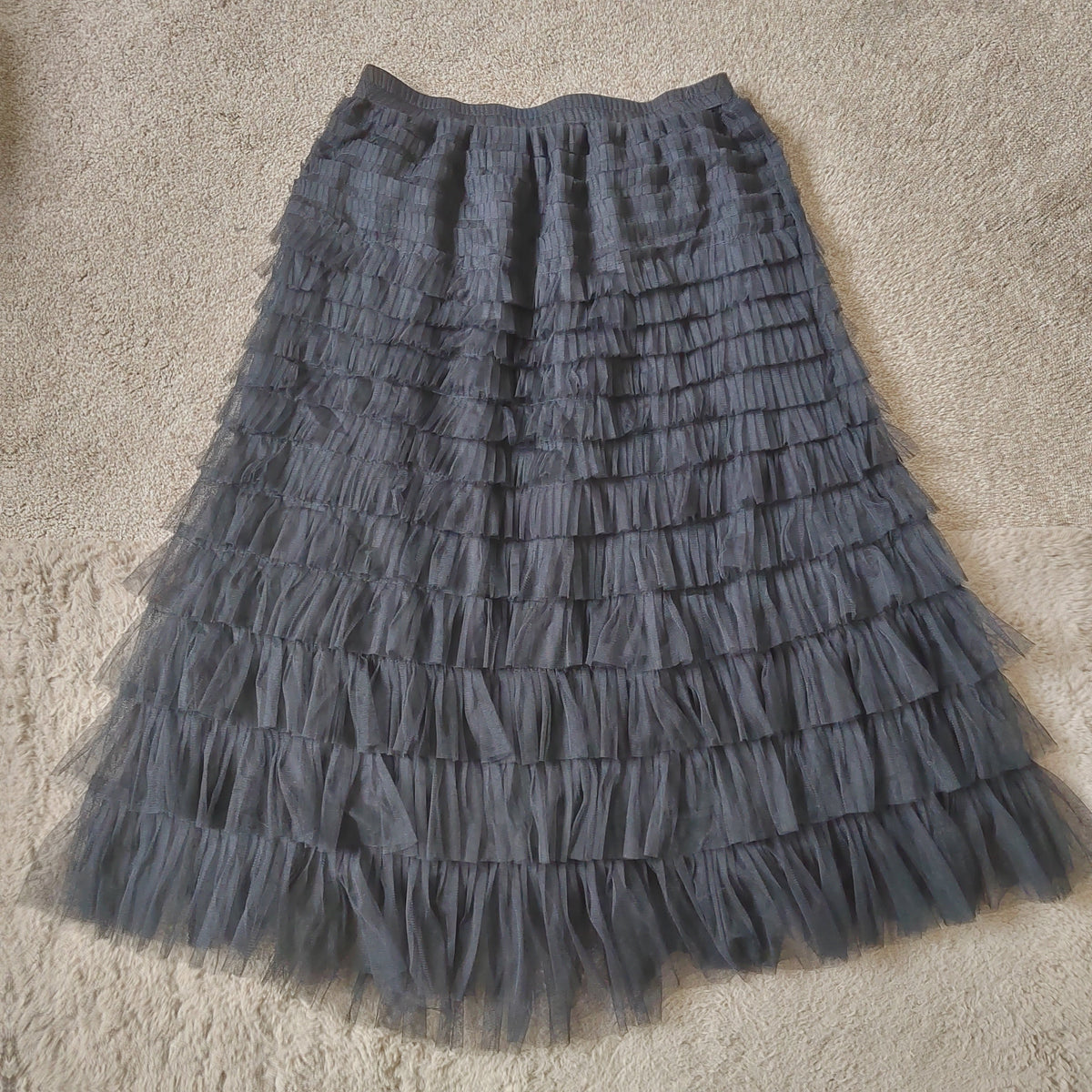 Apricot Tulle Ruffle Tiered Midi Skirt – Black - Size 16 NWT RRP £35