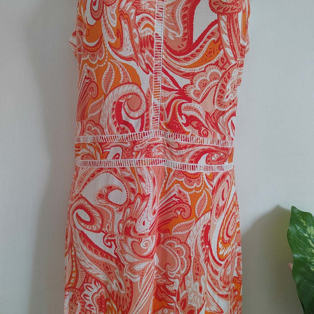 Sosandar Orange Paisley Print Halter Neck Maxi Dress - Size 12 RRP £79