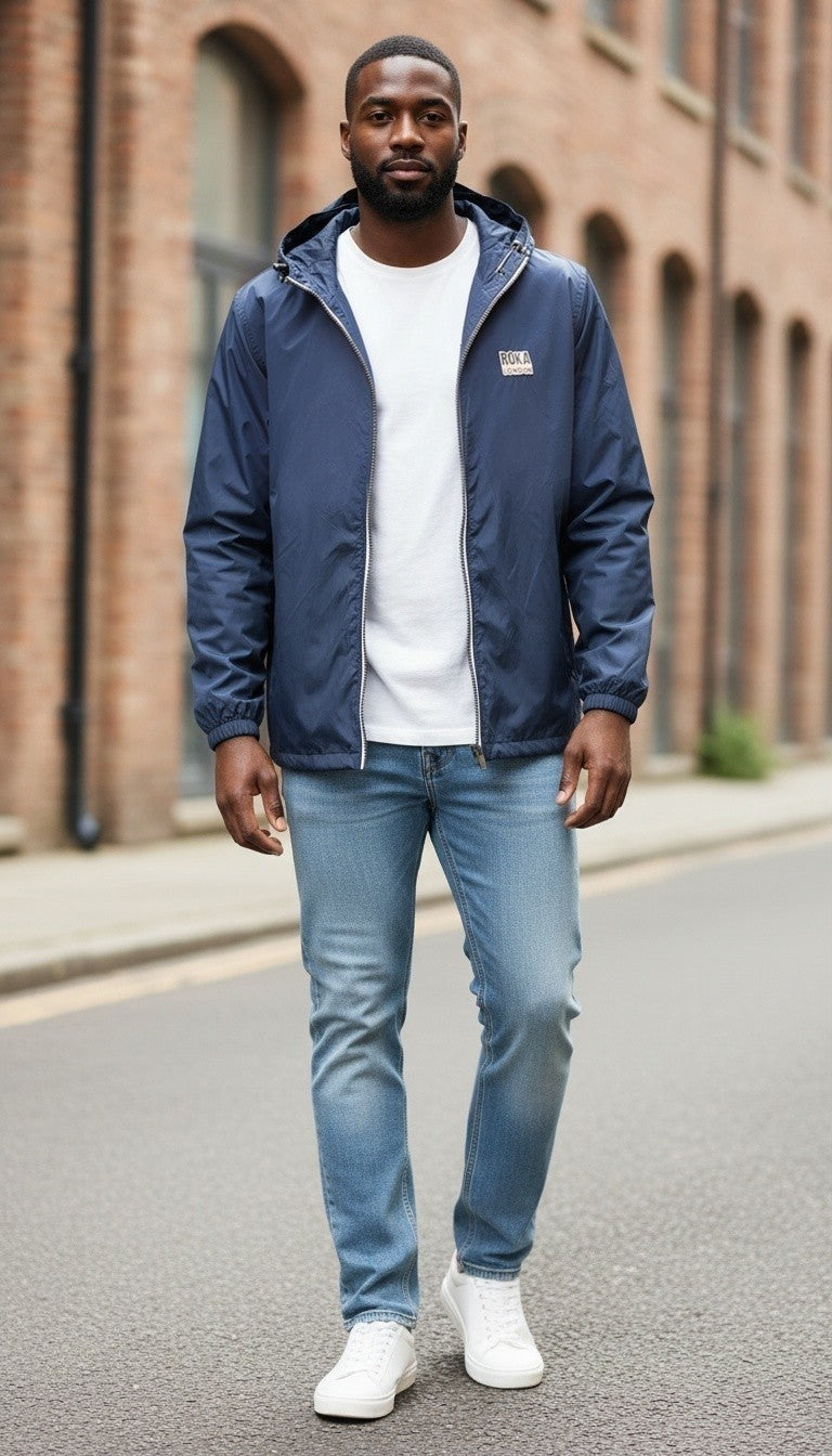 ROKA London Holborn Eco-Friendly Rain Jacket - Deep Blue - Size Medium NWOT RRP £79.95