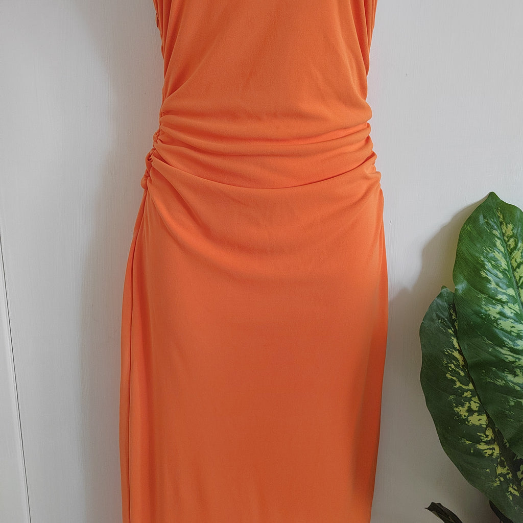 Zara Open Back Halter Midi Dress – Orange - Size XS