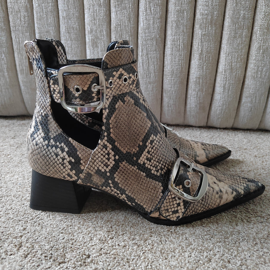 Next 'Forever Comfort' Snake Print Cut-Out Ankle Boots - Size 5