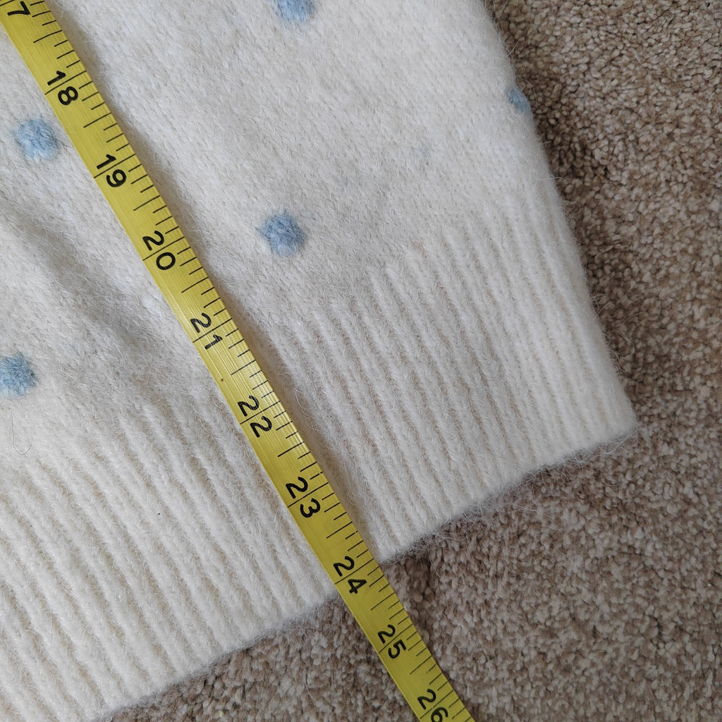 George Cream & Blue Polka Dot Knit Top - Size 12/14