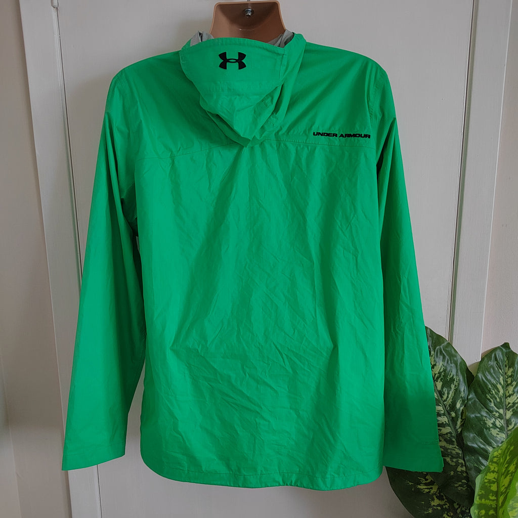 Under Armour Men's Green Lightweight Full-Zip Hooded Windbreaker Jacket - Size Medium
