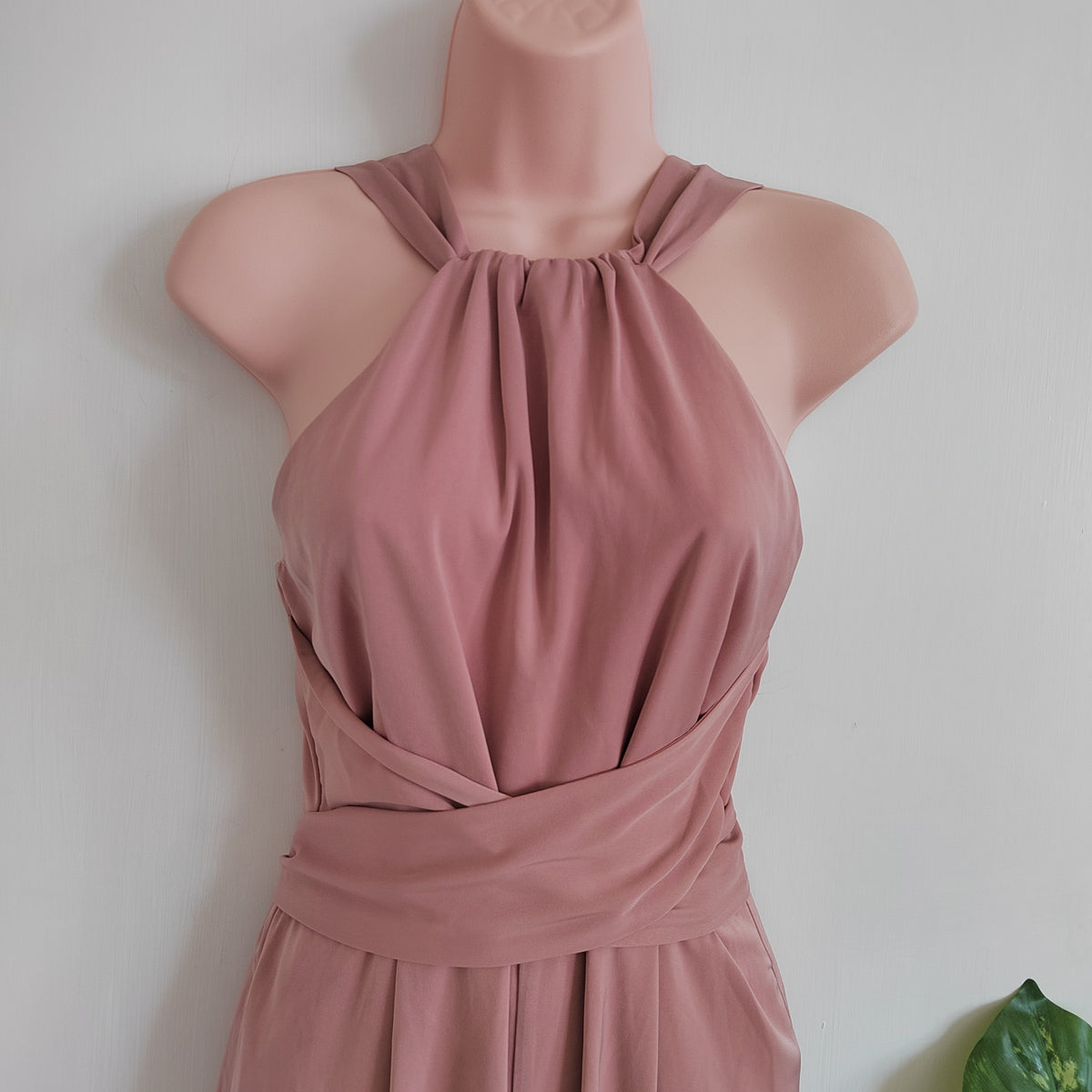 Paisie Pink Cross Waist Halterneck Wide-Leg Jumpsuit – Size 12