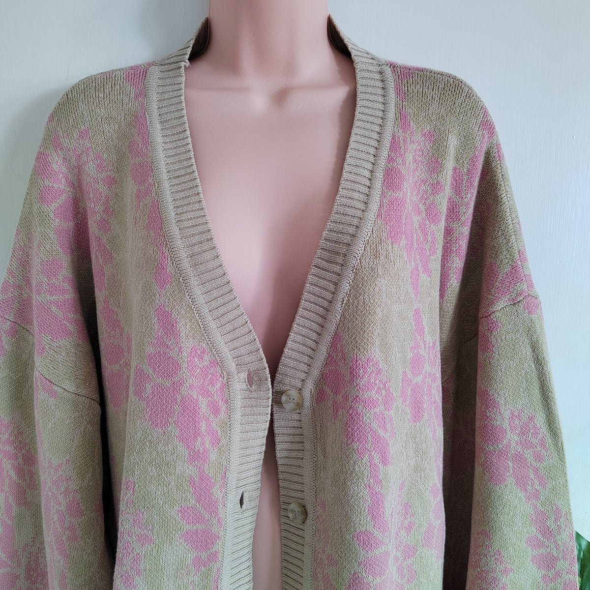 BALOU Oversized Floral Knit Cardigan – 95% Cotton - Size 16 NWT RRP £70