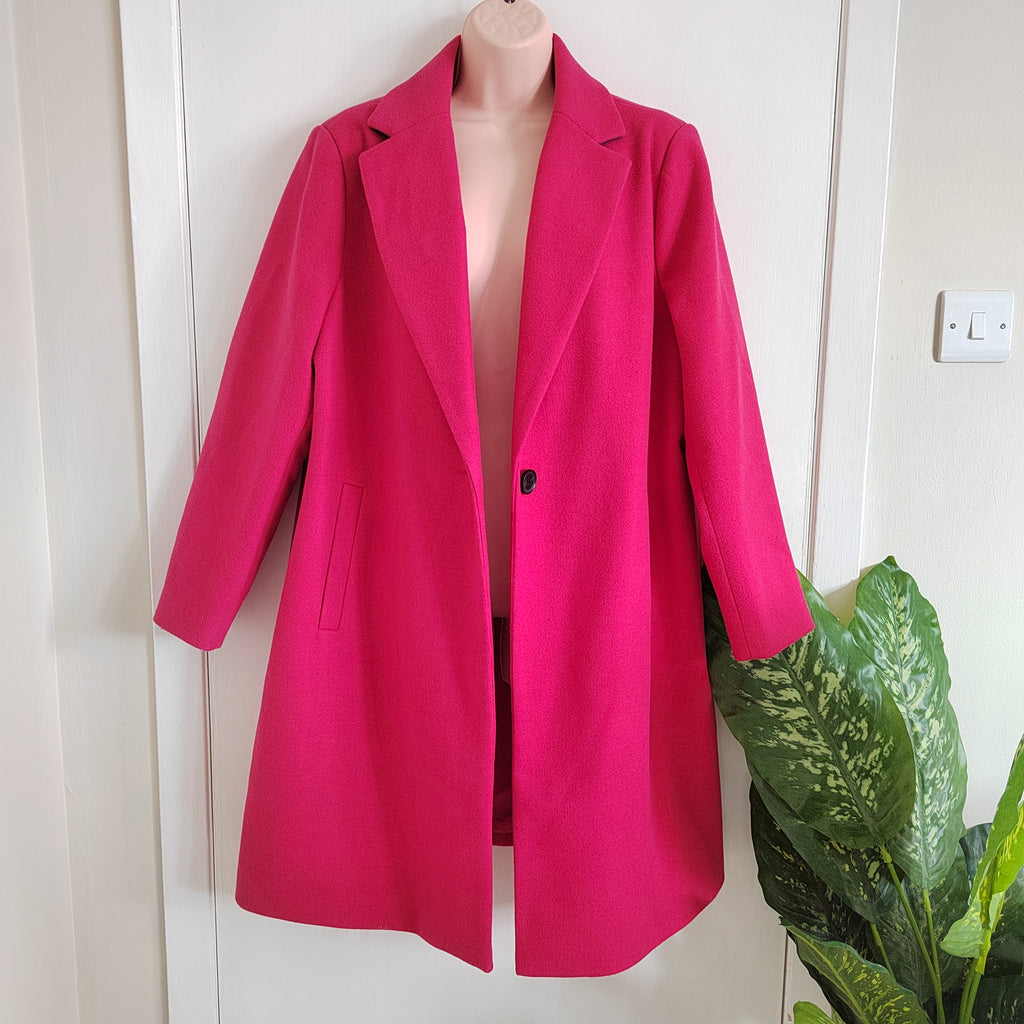 Dept 19 Women's Classic Single-Breasted Overcoat – Fuchsia Pink - Size 20