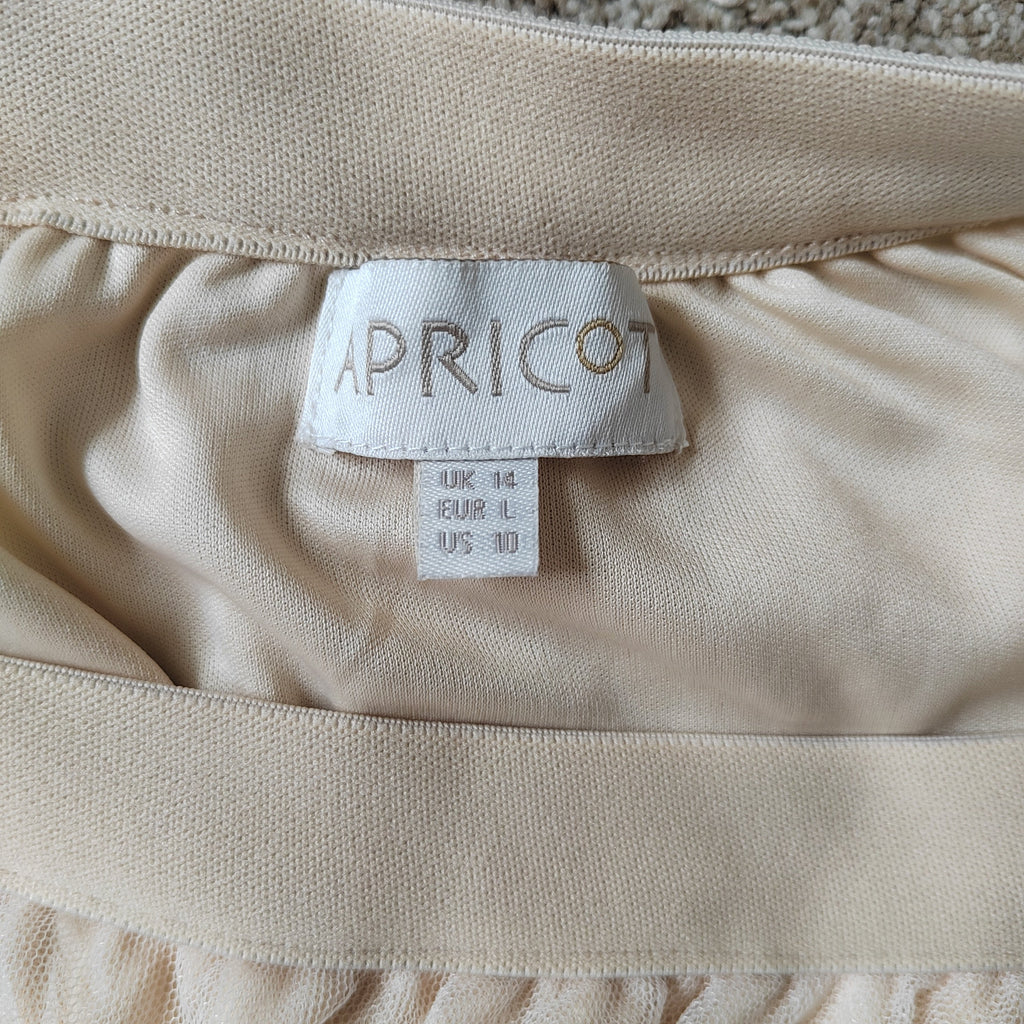 Apricot Pearl Embellished Tulle Midi Skirt – Size 14