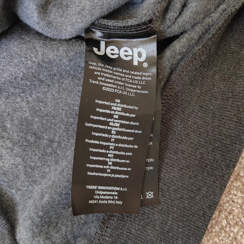Jeep Men’s Graphic Pullover Hoodie – Charcoal Grey & Teal Logo - 60% Cotton - Size Small