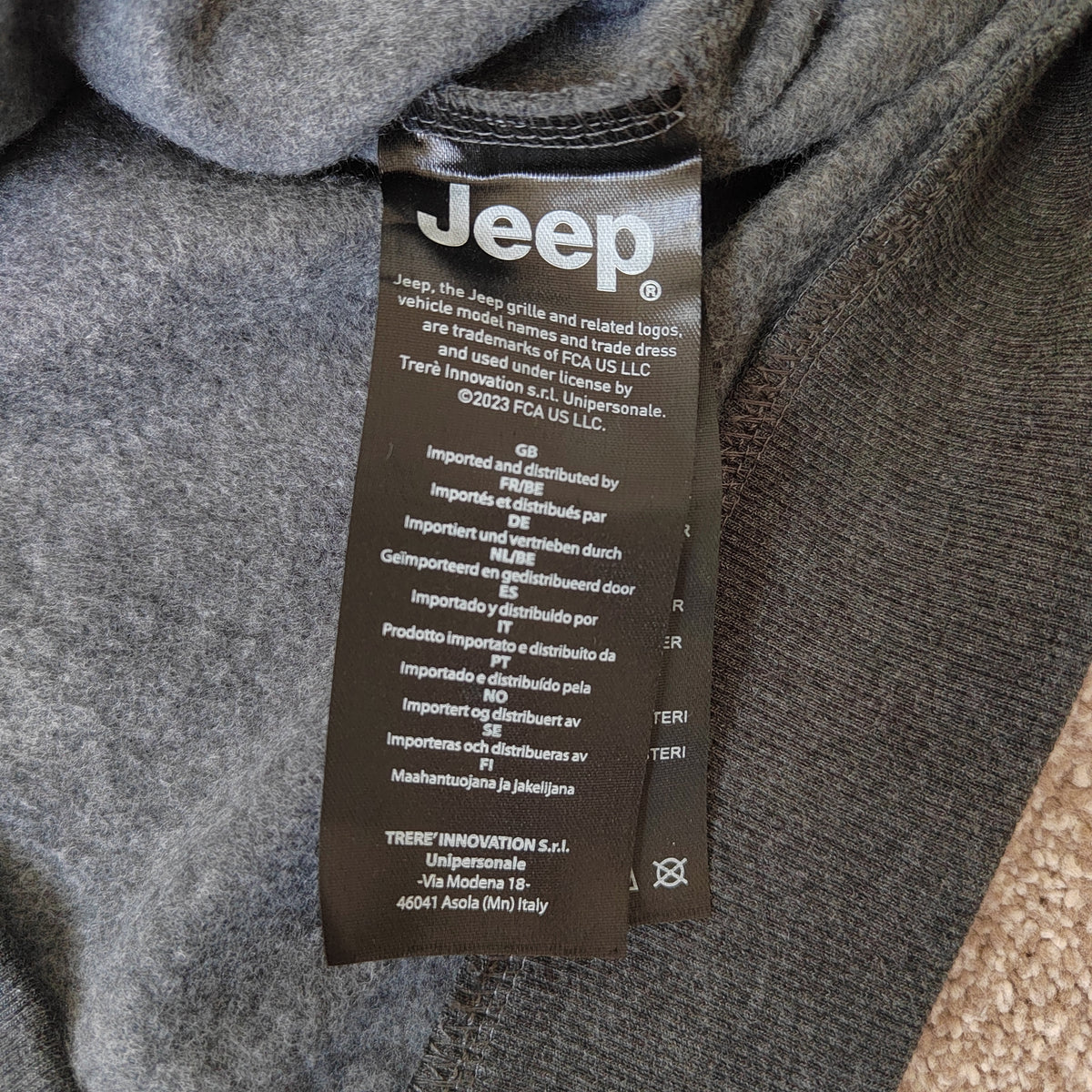 Jeep Men’s Graphic Pullover Hoodie – Charcoal Grey & Teal Logo - 60% Cotton - Size Small