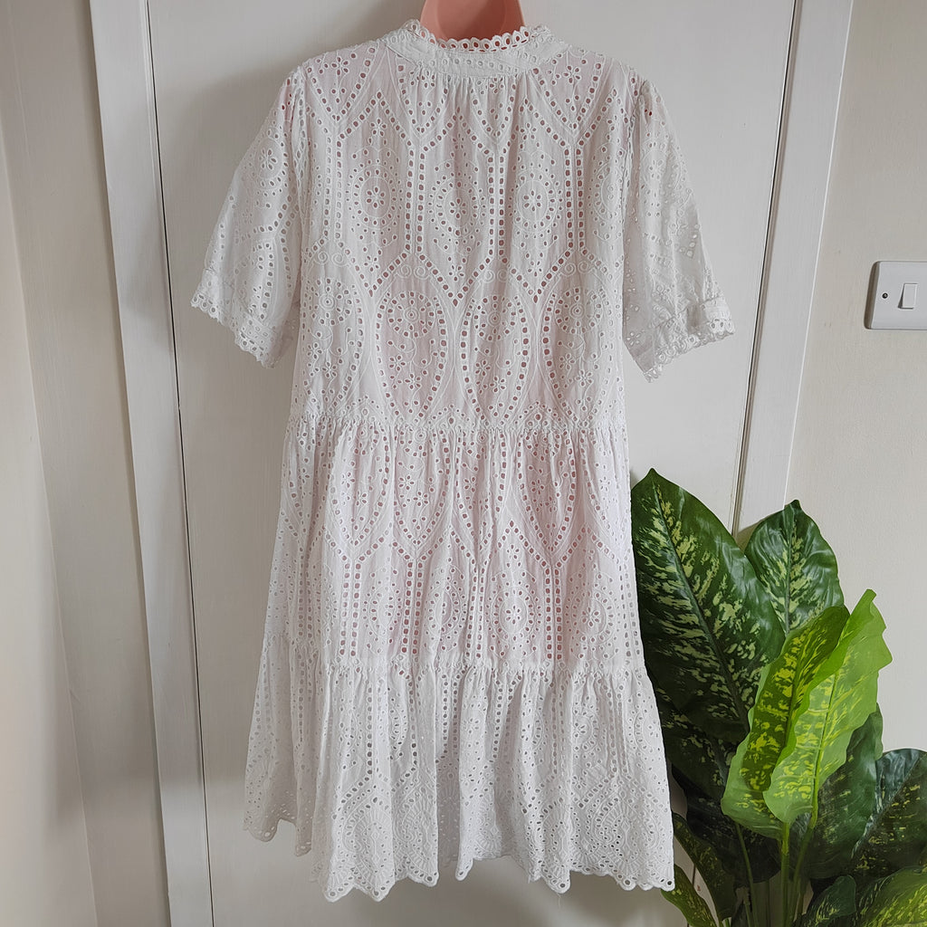 Y.A.S. Yasholi Broderie Mini Dress - 100% Cotton - Size 18
