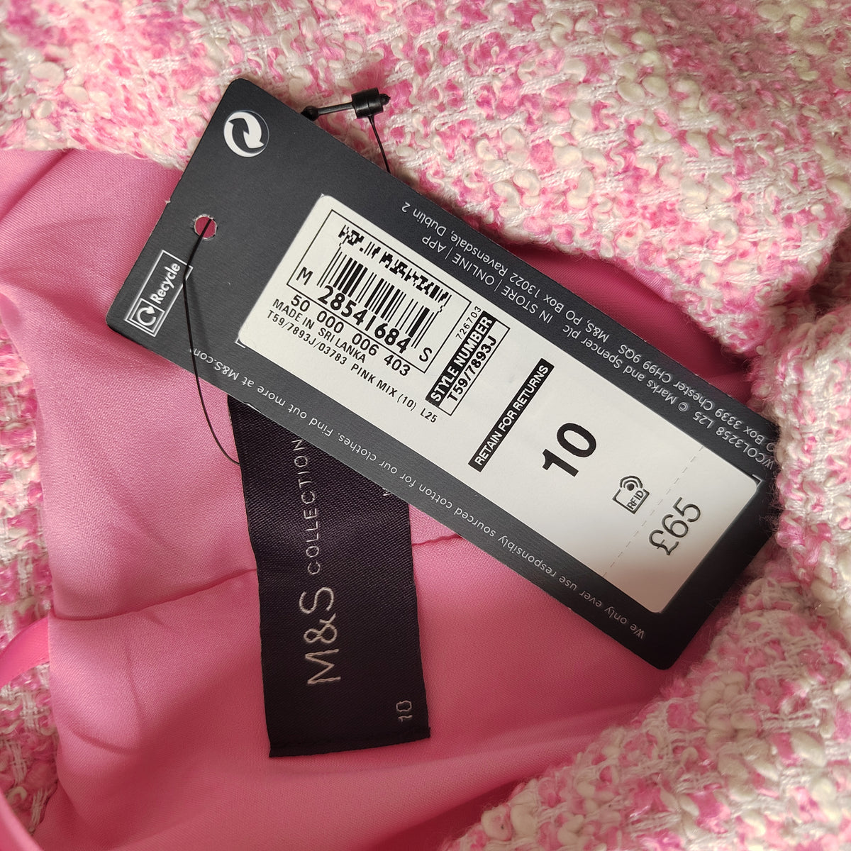 M&S Pink Textured Cropped Shacket Cotton Blend Size 10 NWT RRP £65