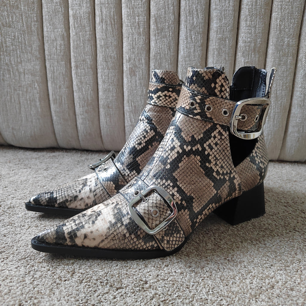 Next 'Forever Comfort' Snake Print Cut-Out Ankle Boots - Size 5