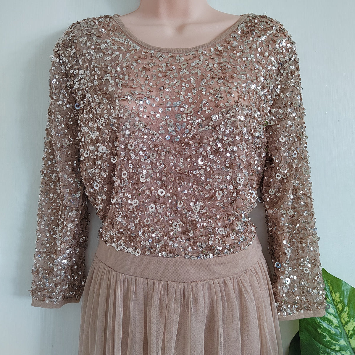 Maya Deluxe Sequin & Tulle Tiered Midi Dress – Size 22