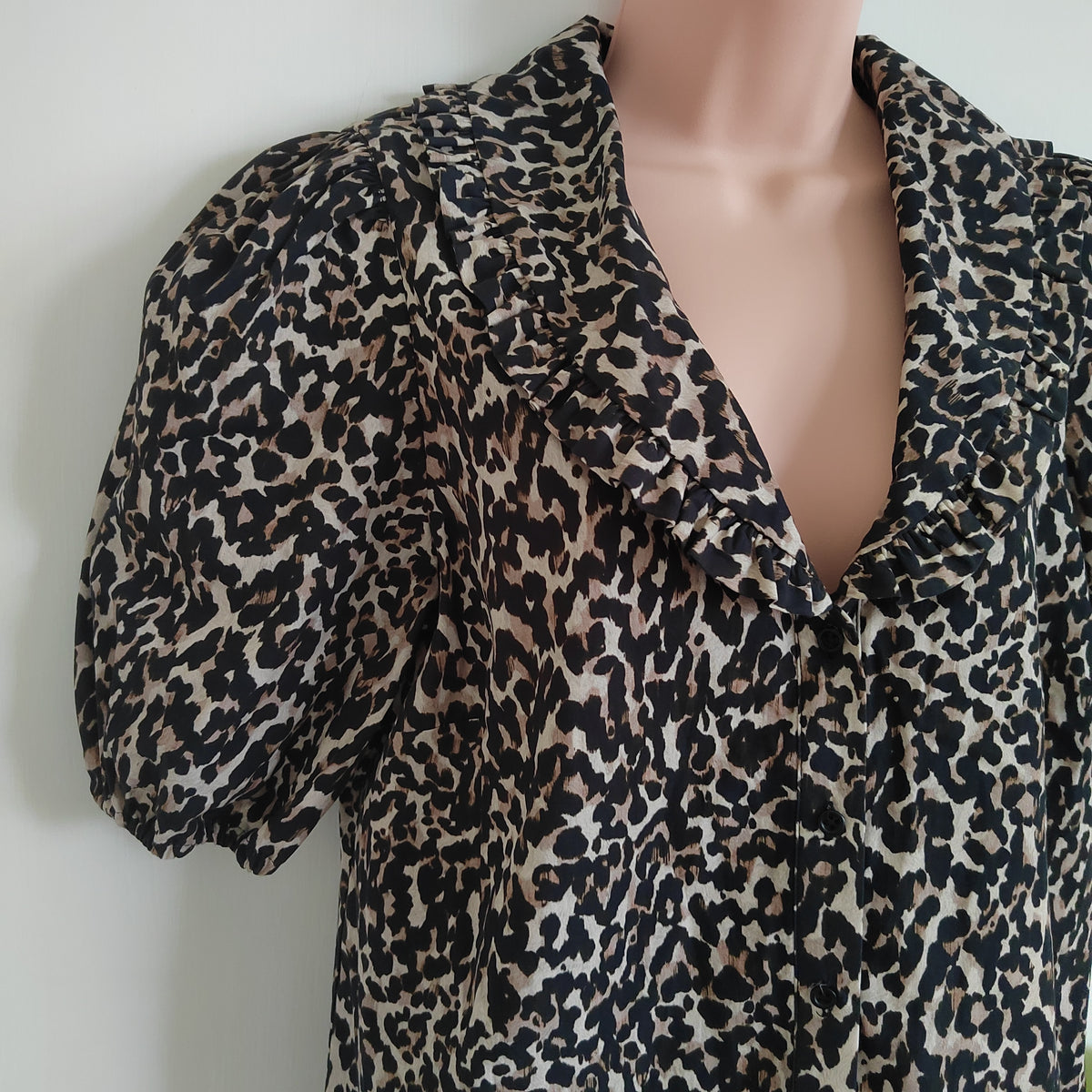Nobody's Child Emmie Leopard Print Organic Cotton Blouse - Size 12