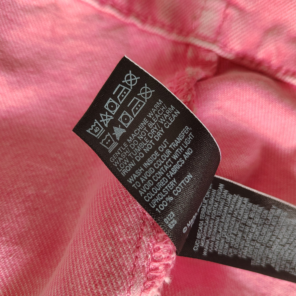 Marks & Spencer Pink Washed Denim Jacket - 100% Cotton - Size 18
