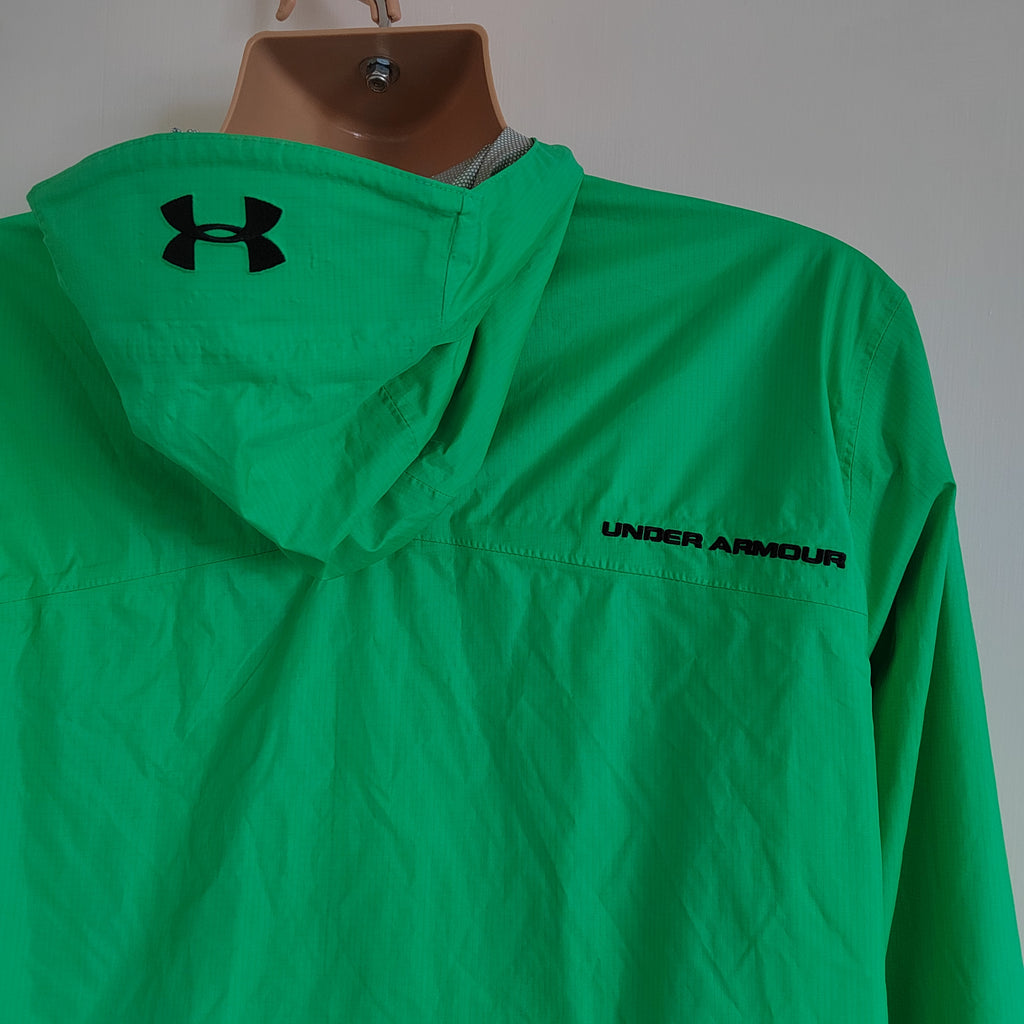 Under Armour Men's Green Lightweight Full-Zip Hooded Windbreaker Jacket - Size Medium