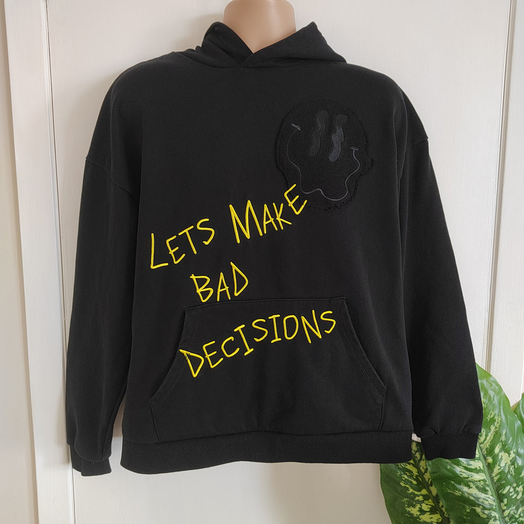 JK Attire "Lets Make Bad Decisions" Heavyweight Graphic Hoodie - Size Medium RRP £64.99