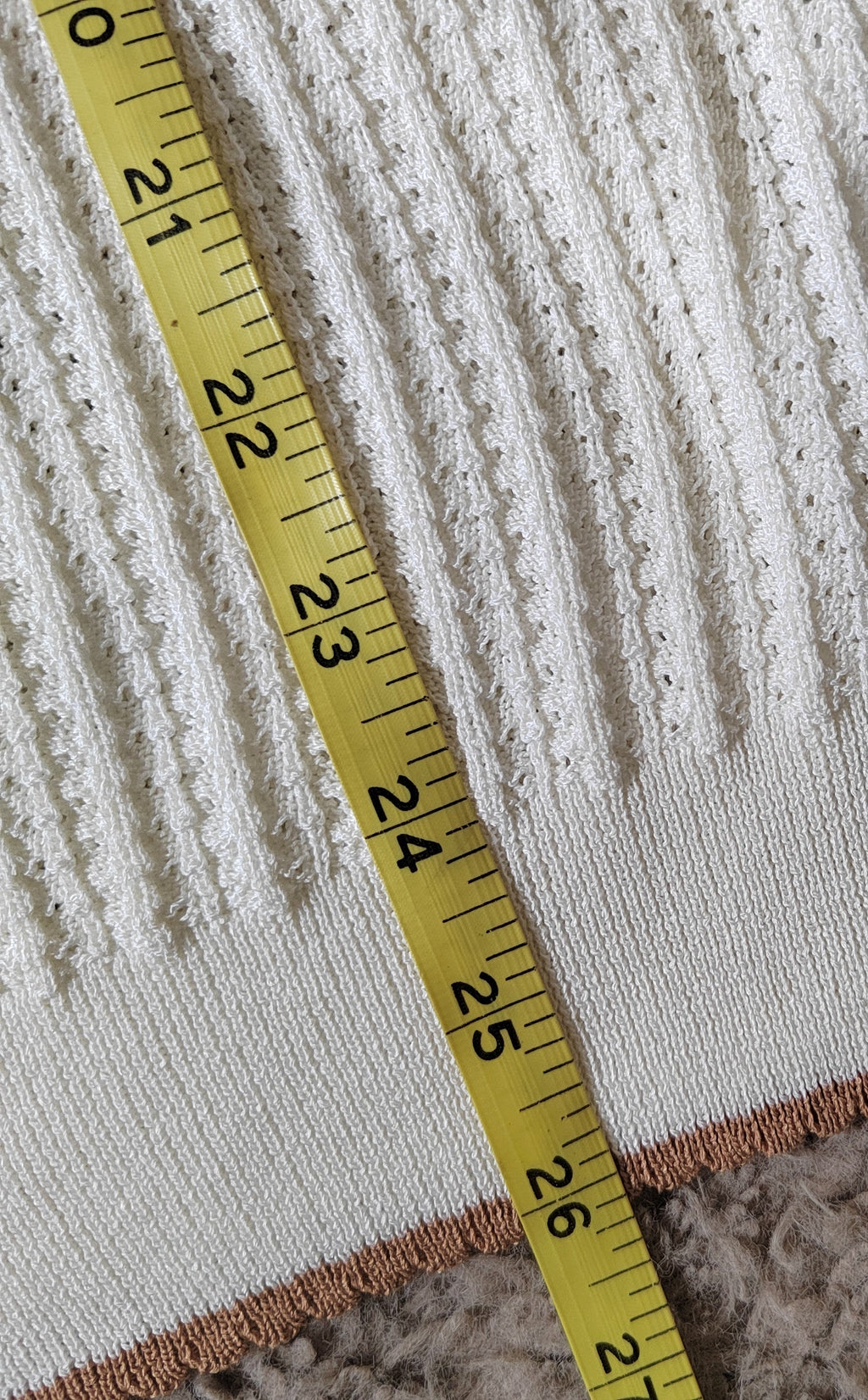 BoohooMAN Men's Retro Textured Knit Polo Shirt – Cream & Brown - Size Large NWT