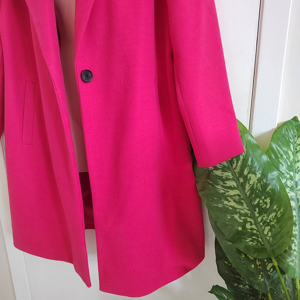 Dept 19 Women's Classic Single-Breasted Overcoat – Fuchsia Pink - Size 20