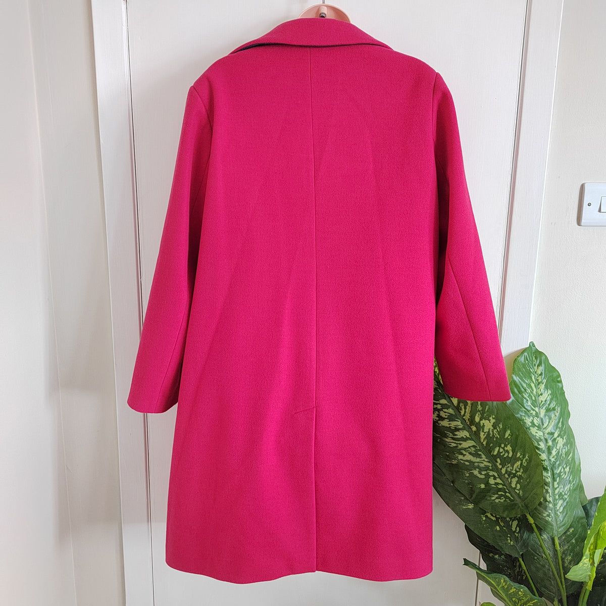Dept 19 Women's Classic Single-Breasted Overcoat – Fuchsia Pink - Size 20