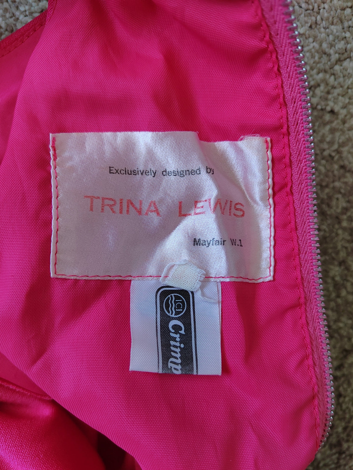 Vintage 1970s Trina Lewis & Marjon Couture Hot Pink Halter Maxi Dress - Size 10