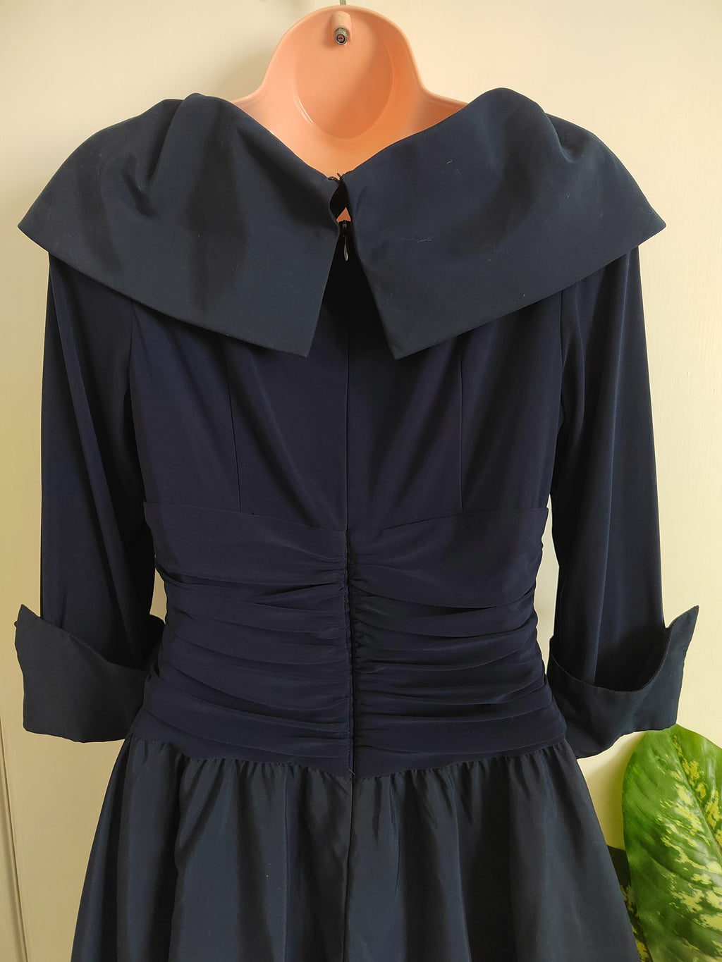 Eliza J Navy Vintage-Style Midi Dress - Size 12 NWOT