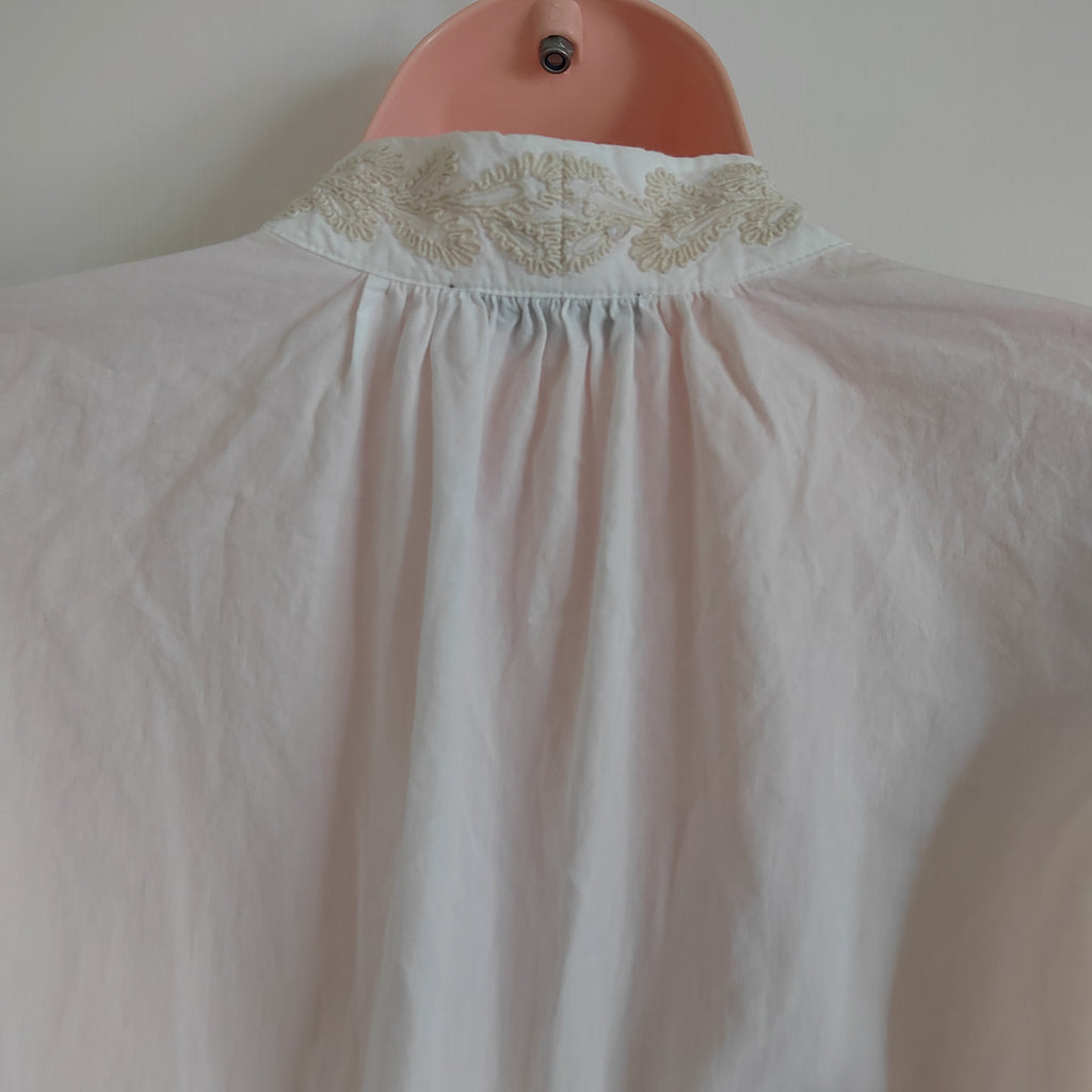 Mint Velvet Ivory Embroidered Balloon Sleeve Boho Blouse – Size Medium