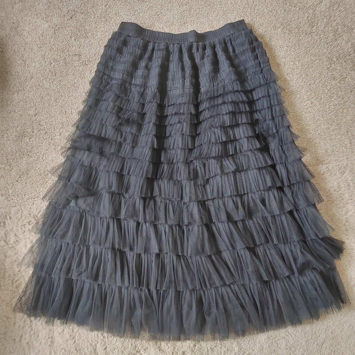 Apricot Tulle Ruffle Tiered Midi Skirt – Black - Size 16 NWT RRP £35