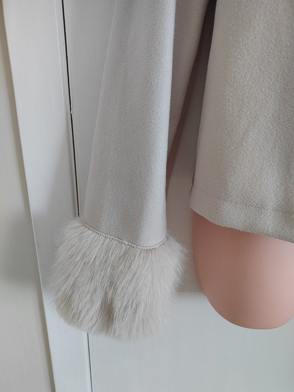 SHEIN Elegant French-Knot Collar Crop Jacket with Faux-Fur Cuffs - Size Medium NWOT
