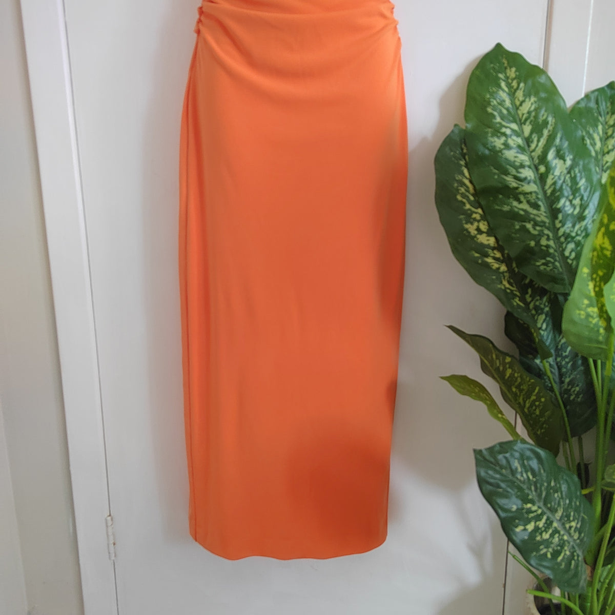 Zara Open Back Halter Midi Dress – Orange - Size XS