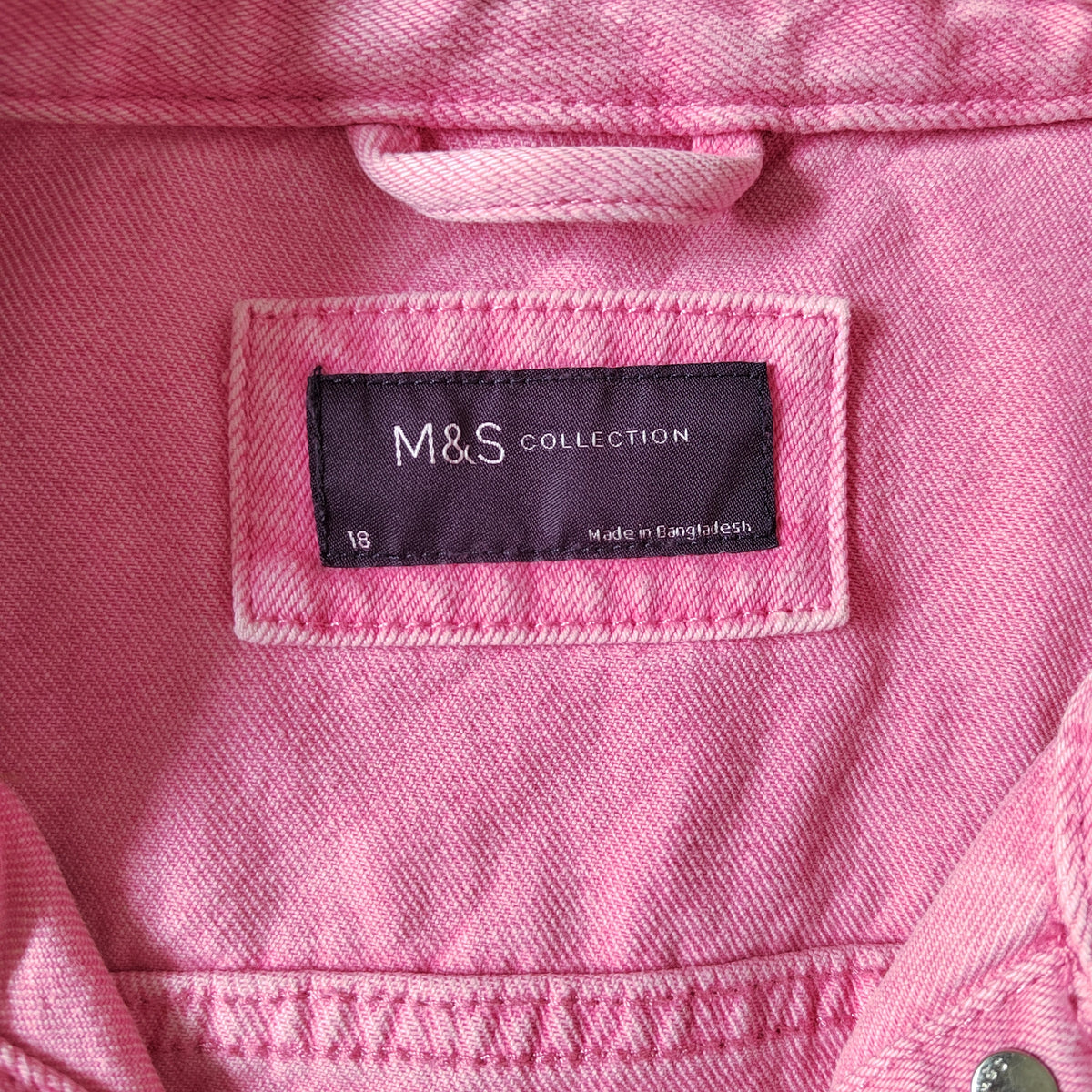 Marks & Spencer Pink Washed Denim Jacket - 100% Cotton - Size 18