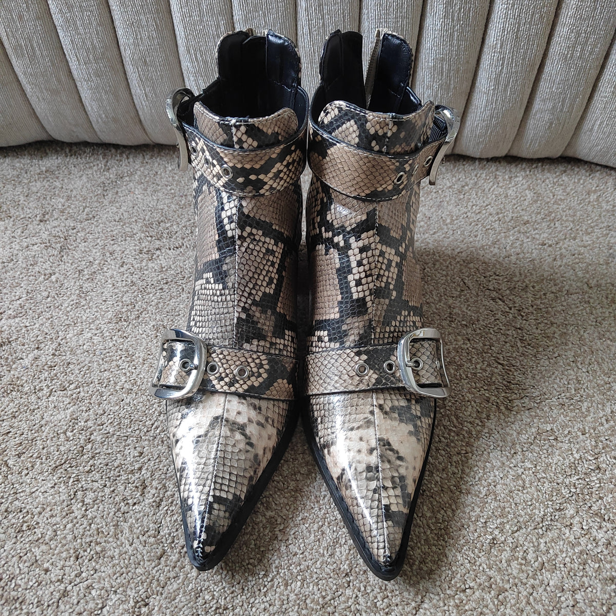 Next 'Forever Comfort' Snake Print Cut-Out Ankle Boots - Size 5