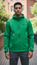 Under Armour Men's Green Lightweight Full-Zip Hooded Windbreaker Jacket - Size Medium