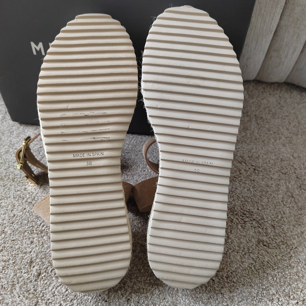 Mint Velvet Suede Flatform Espadrille Sandals (With Box) - Size 5  NWOT