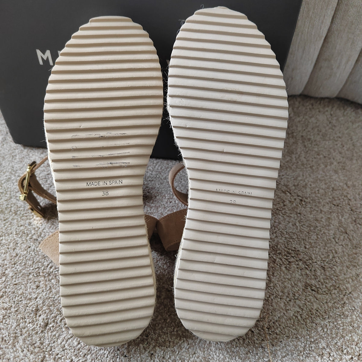 Mint Velvet Suede Flatform Espadrille Sandals (With Box) - Size 5  NWOT