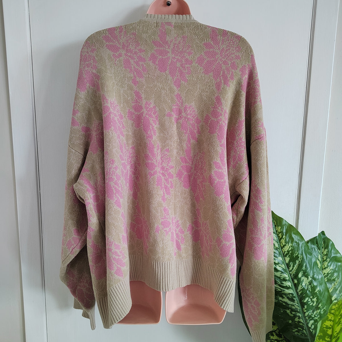 BALOU Oversized Floral Knit Cardigan – 95% Cotton - Size 16 NWT RRP £70