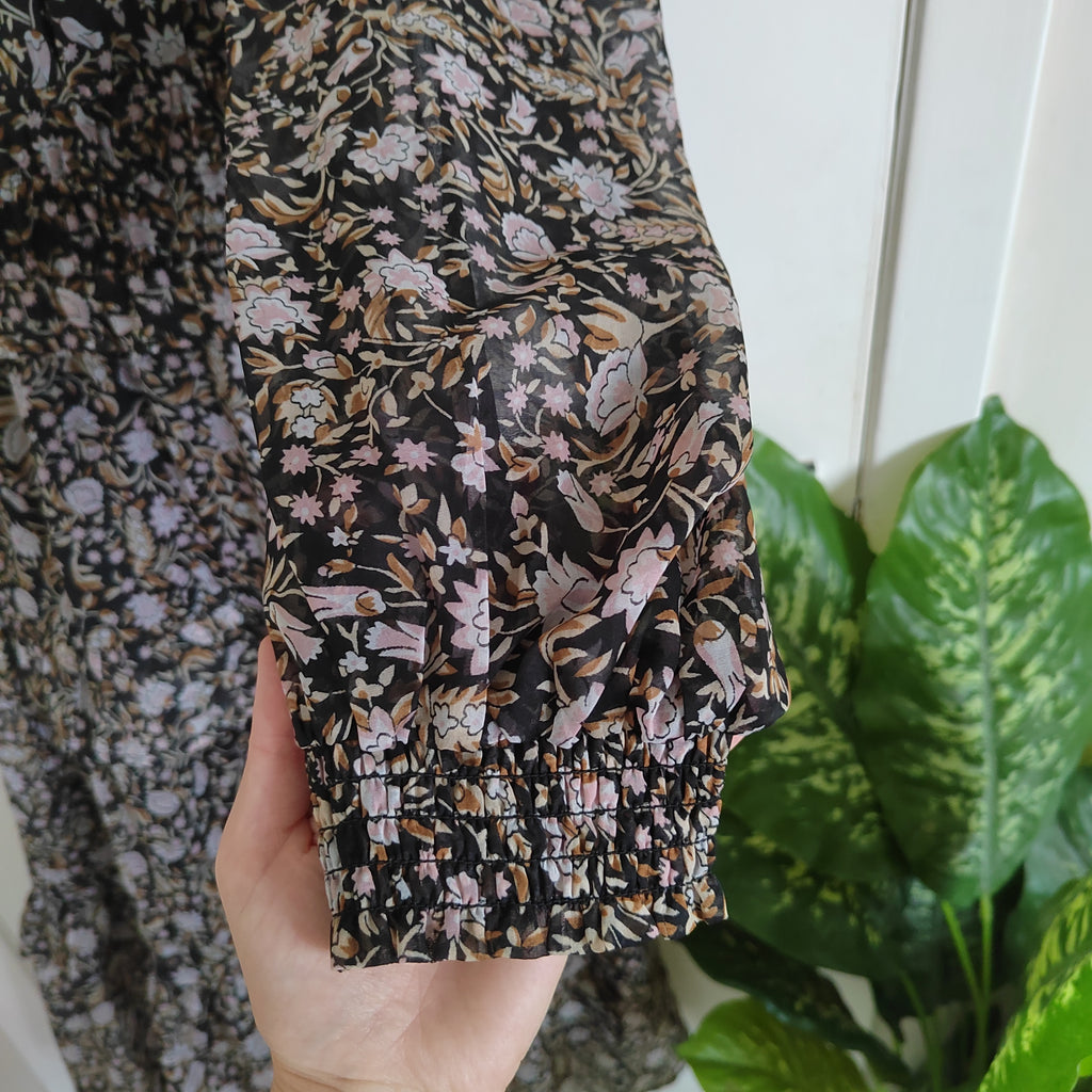 Dorothy Perkins Floral Chiffon Tiered Maxi Dress - Size 12