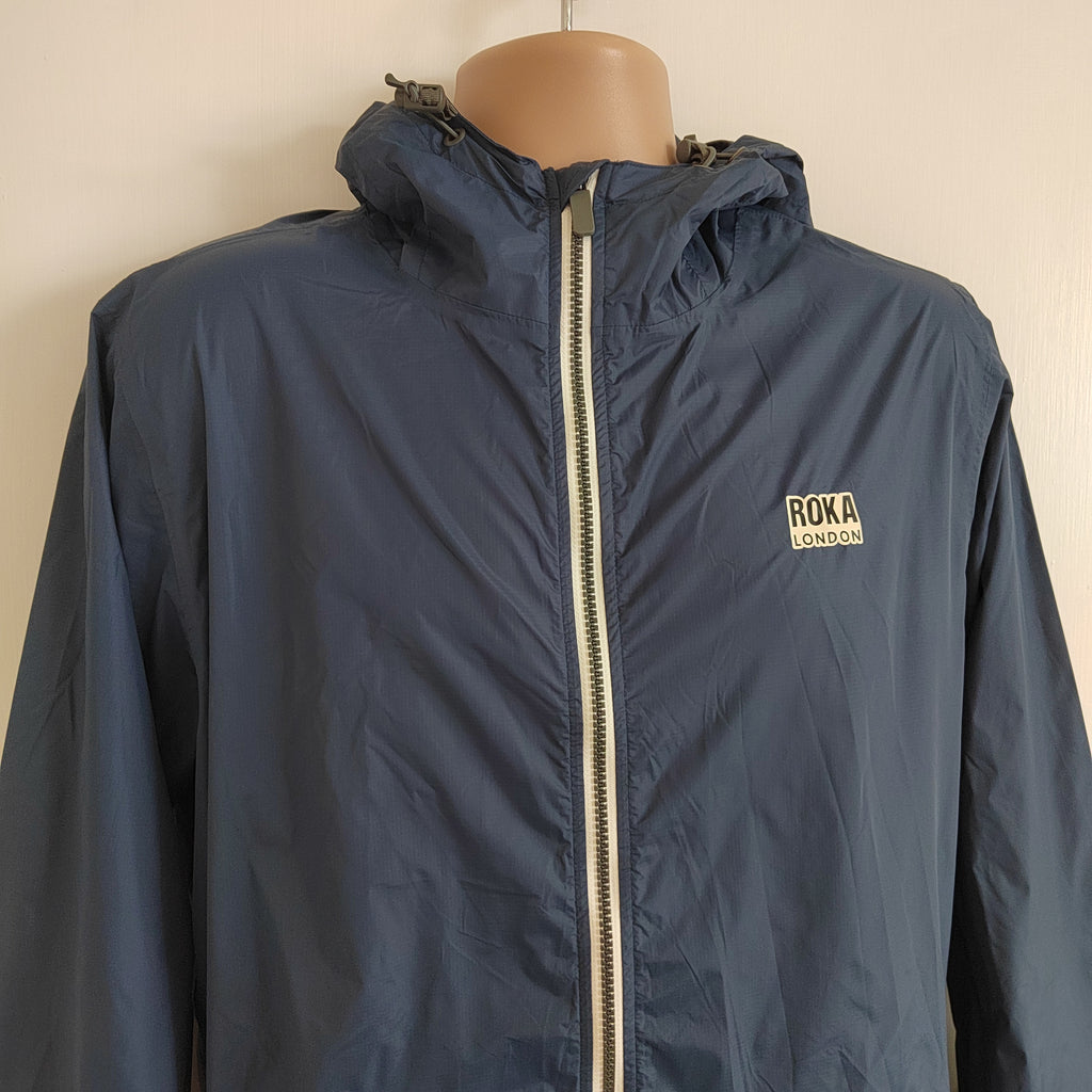 ROKA London Holborn Eco-Friendly Rain Jacket - Deep Blue - Size Medium NWOT RRP £79.95