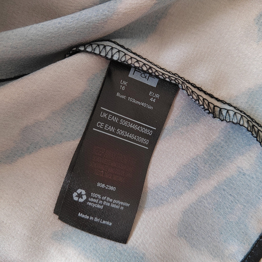 F&F Satin Zebra Print Long Sleeved Dress - Size 16