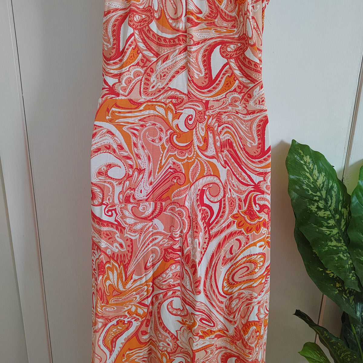 Sosandar Orange Paisley Print Halter Neck Maxi Dress - Size 12 RRP £79