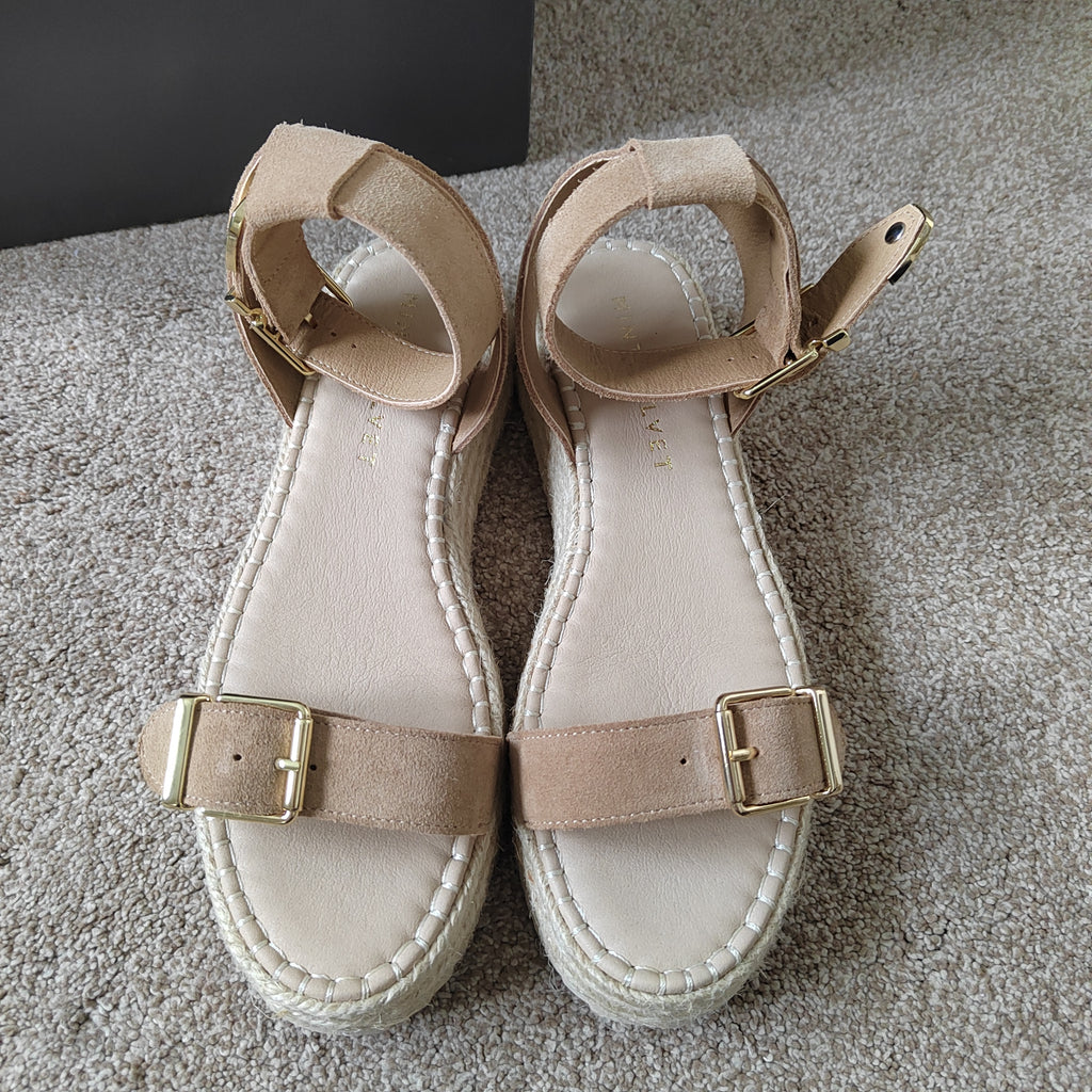 Mint Velvet Suede Flatform Espadrille Sandals (With Box) - Size 5  NWOT
