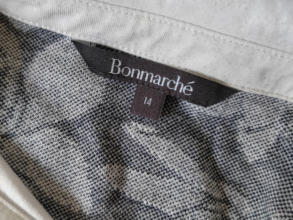 Bonmarché Navy & White Floral Collared Top – Size 14