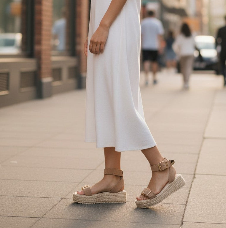Mint Velvet Suede Flatform Espadrille Sandals (With Box) - Size 5  NWOT