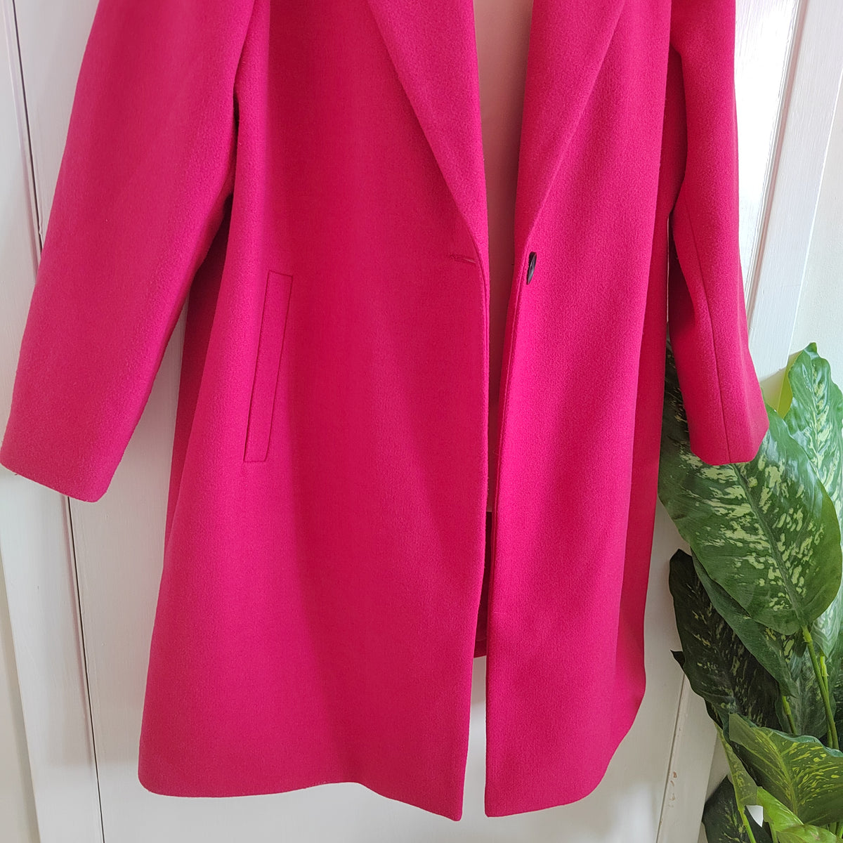 Dept 19 Women's Classic Single-Breasted Overcoat – Fuchsia Pink - Size 20