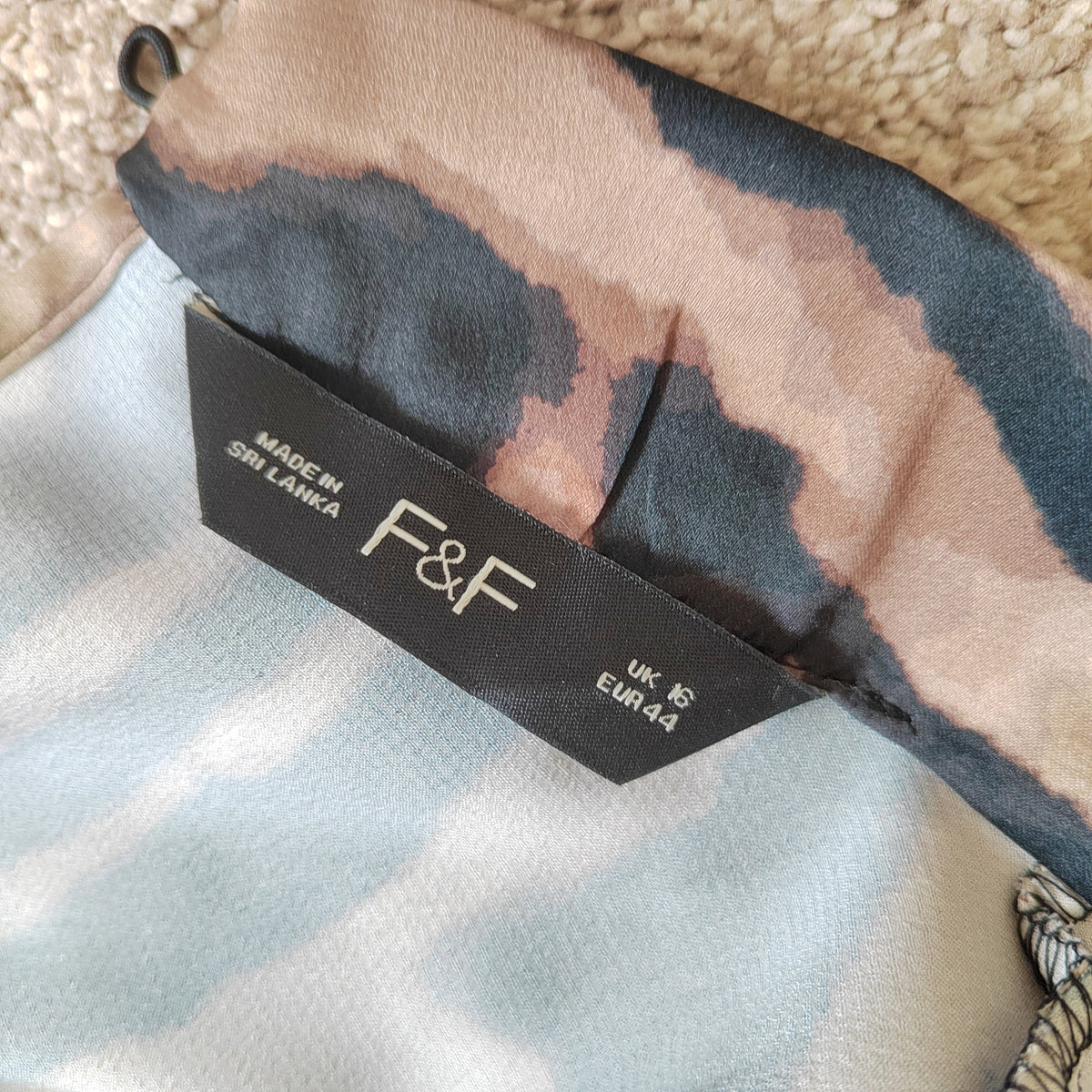 F&F Satin Zebra Print Long Sleeved Dress - Size 16