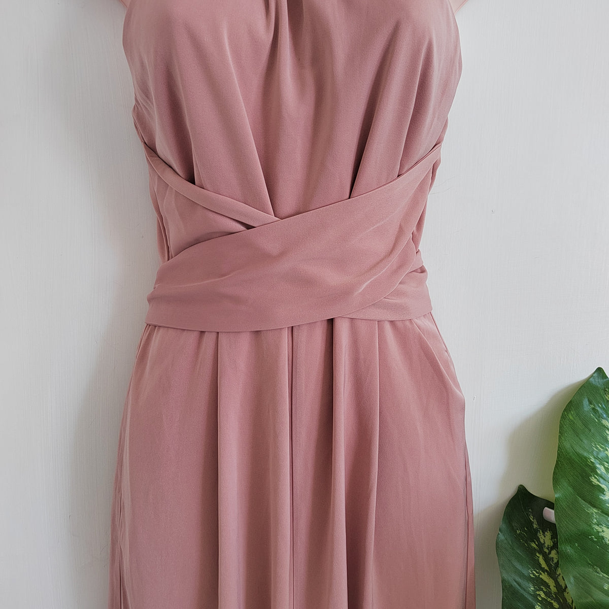 Paisie Pink Cross Waist Halterneck Wide-Leg Jumpsuit – Size 12